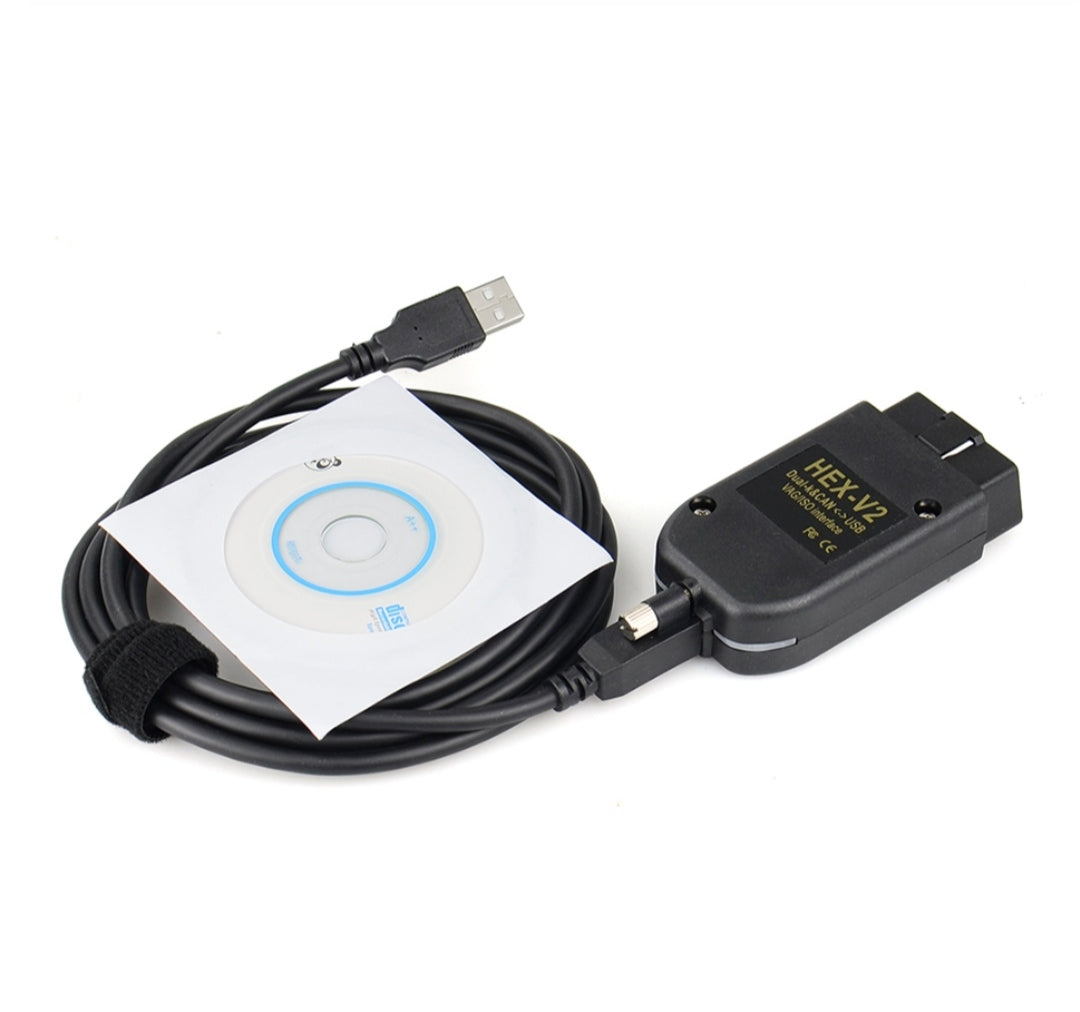 V2023.03 VAG COM VCDS HEX V2 Intelligent Dual-K & CAN USB Interface for VW AUDI Skoda Seat