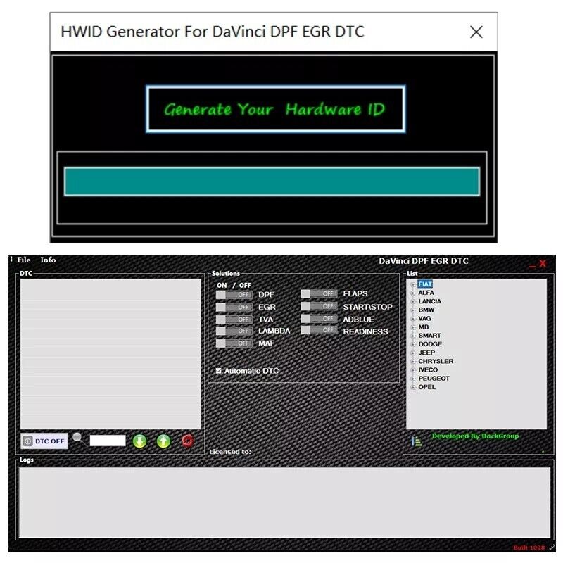 Davinci 1.0.28 DPF EGR DTC ADBLUE OFF